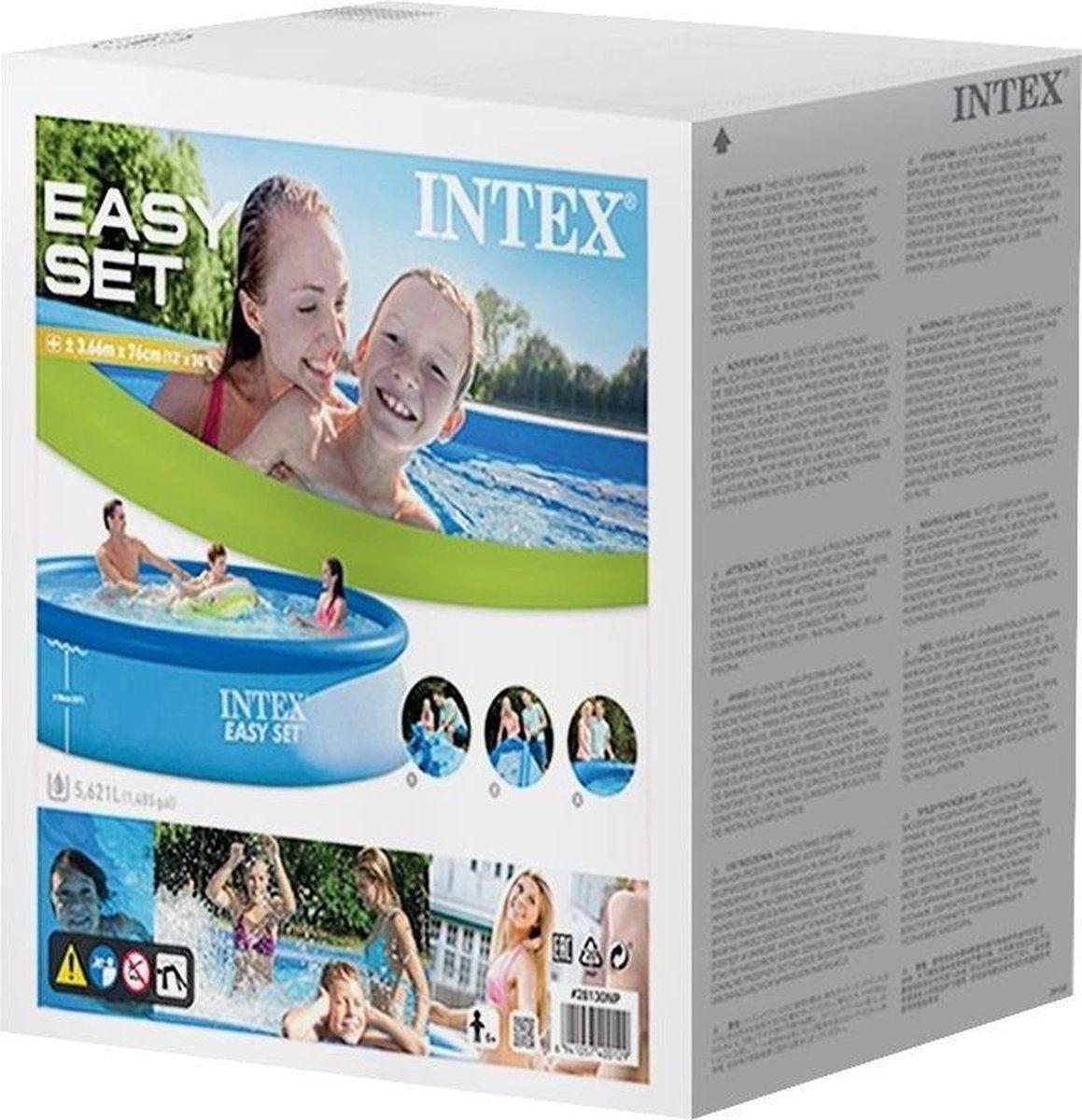 Intex Easy Set 366x76 cm Inflatable Above Ground Swimming Pool with Filter Pump and Quick Setup.